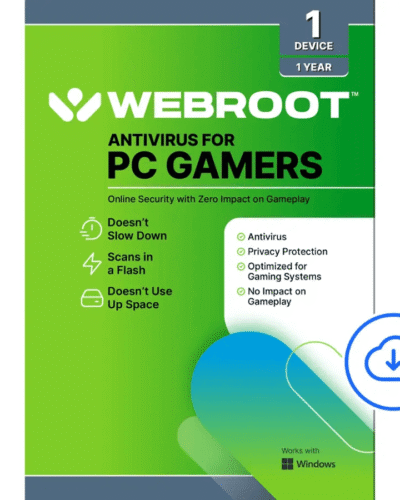 Webroot - Antivirus Protection and Internet Security for PC Gamers (1-Device) (1-Year Subscription)
