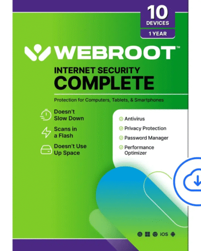 Webroot - Complete Internet Security + Antivirus Protection (10 Devices) (1-Year Subscription)