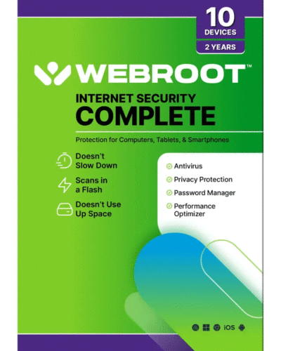 Webroot - Complete Internet Security + Antivirus Protection (10 Devices) (2-Year Subscription)
