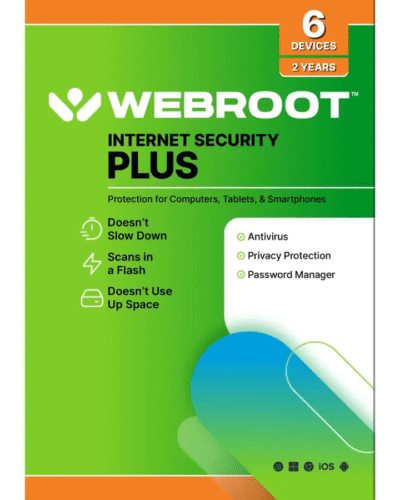 Webroot - Internet Security Plus + Antivirus Protection (6 Devices) (2-Year Subscription)